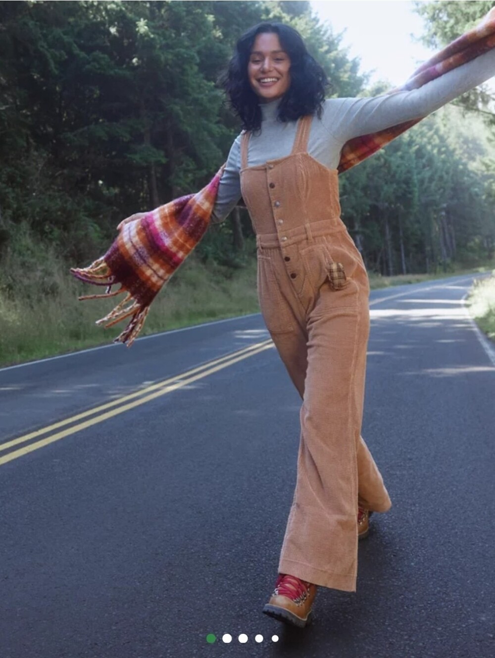 Aerie Corduroy Kick Flare Overalls Size Small